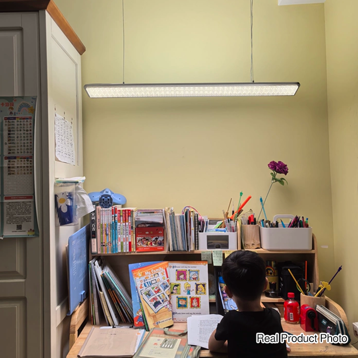 Rectangular LED Aluminum Eye-Caring Kids Study Pendant Light - Shadow-Free Piano-Grid Lighting For Study &amp; Home Office