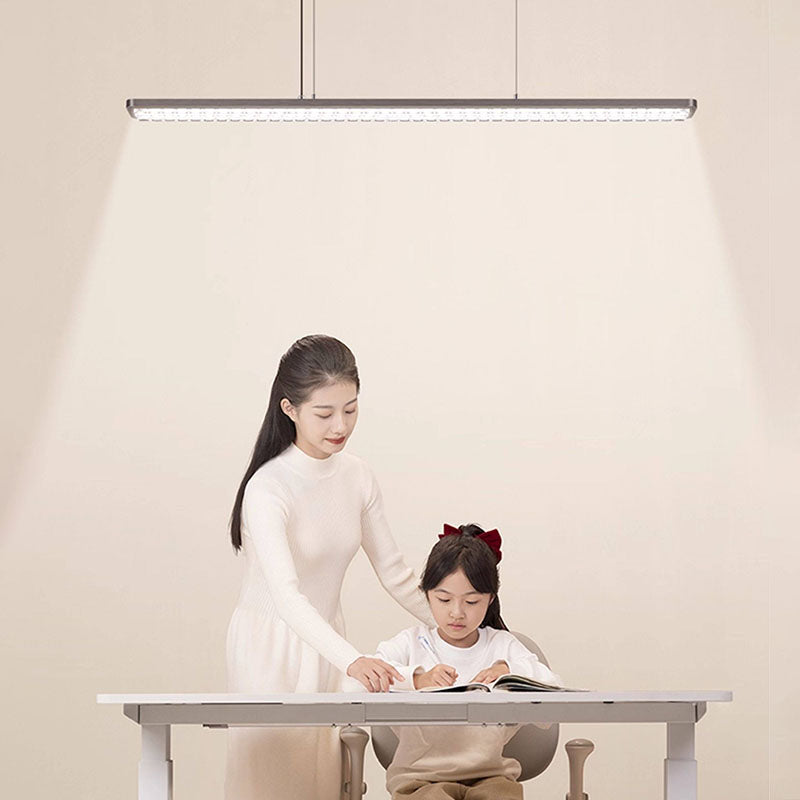 Rectangular LED Aluminum Eye-Caring Kids Study Pendant Light - Shadow-Free Piano-Grid Lighting For Study &amp; Home Office