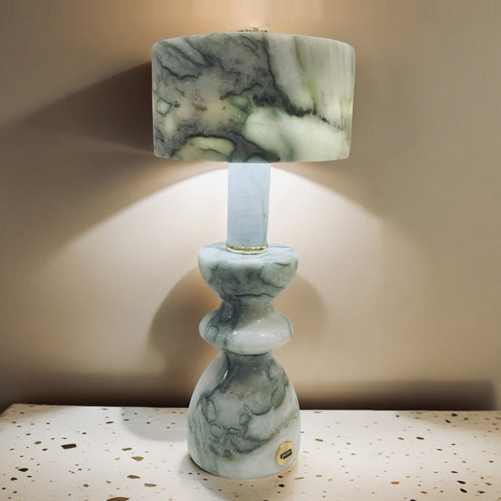 Modern Minimalist Table Lamp in Aluminum &amp; Marble — Office Lighting | Havora