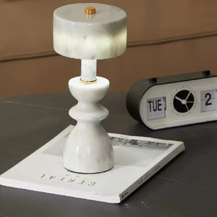 Modern Minimalist Table Lamp in Aluminum &amp; Marble — Office Lighting | Havora