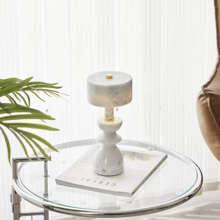 Modern Minimalist Table Lamp in Aluminum &amp; Marble — Office Lighting | Havora