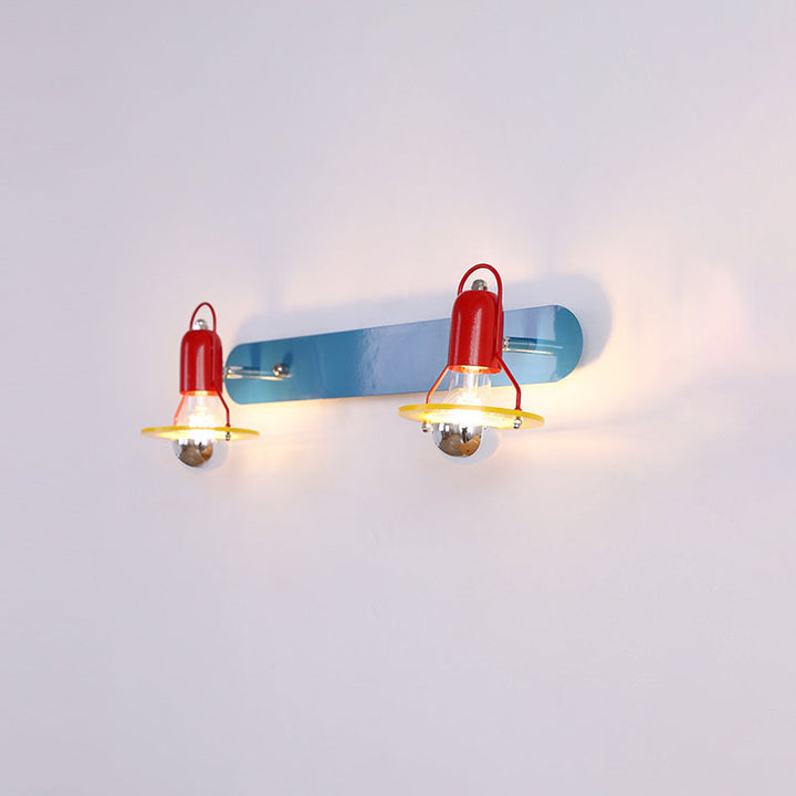 Modern Mid-Century Kids Rectangle Round Iron Acrylic 2-Light Wall Sconce Lamp For Bedroom