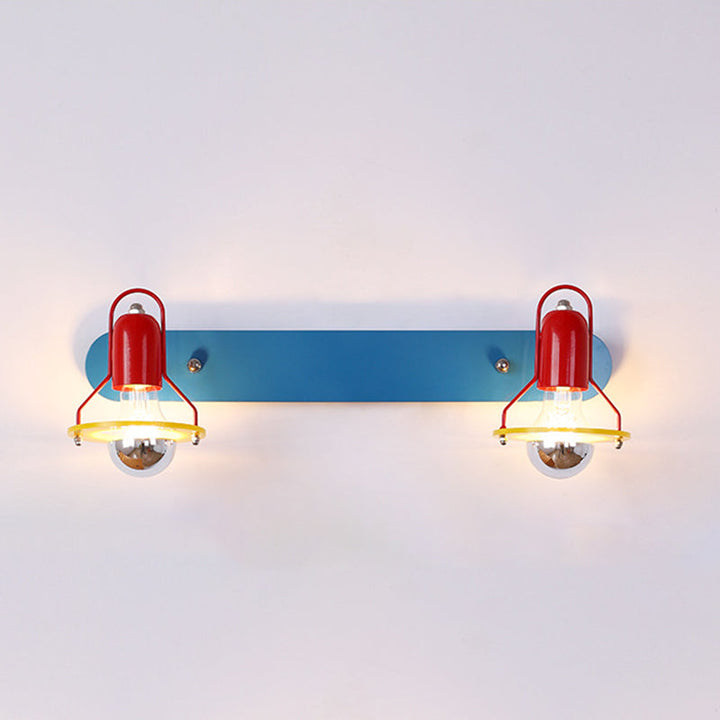 Modern Mid-Century Kids Rectangle Round Iron Acrylic 2-Light Wall Sconce Lamp For Bedroom