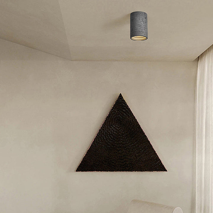 Traditional Japanese Column Iron Resin LED Flush Mount Ceiling Light For Living Room