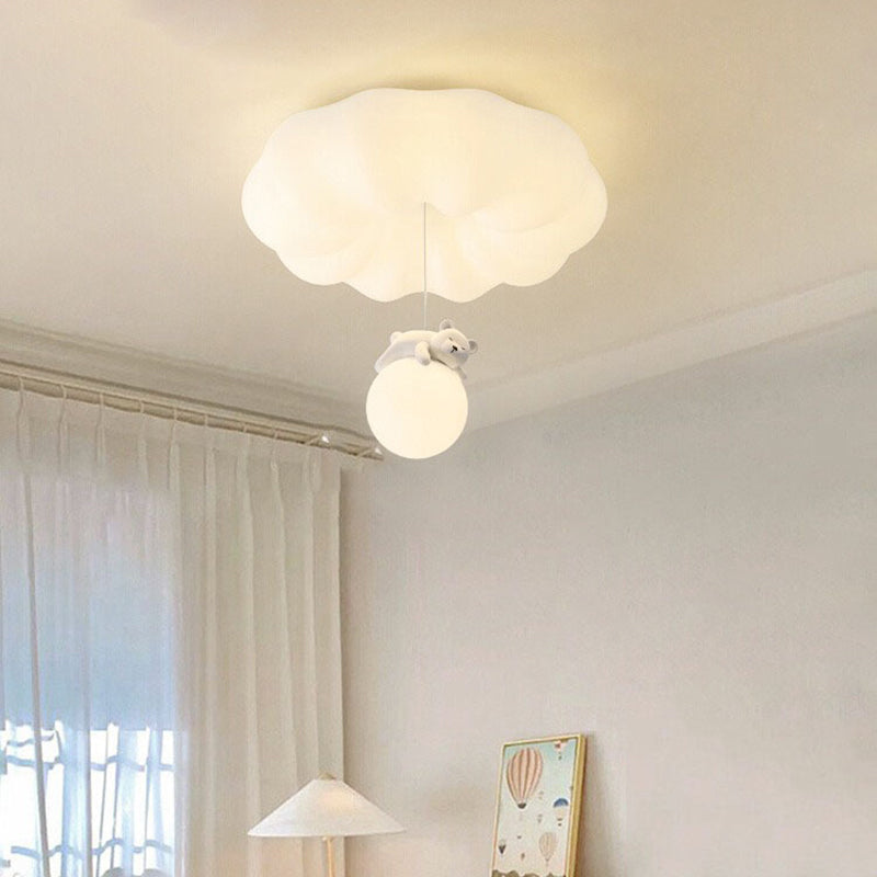 Contemporary Creative Cloud Iron Plastic LED Kids Flush Mount Ceiling Light For Living Room
