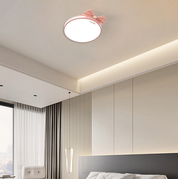 Modern Minimalist Spherical Round Bow Tie Kid Iron Acrylic LED Flush Mount Ceiling Light For Bedroom