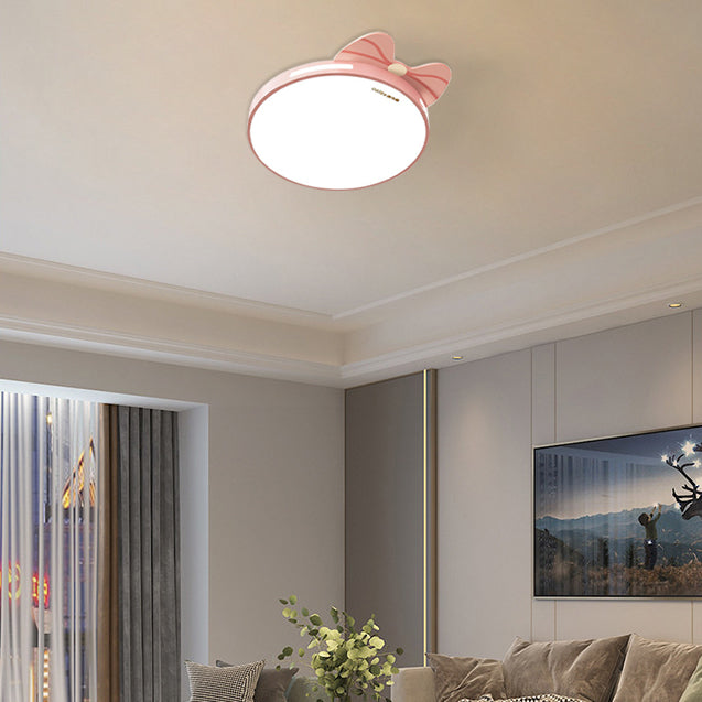 Modern Minimalist Spherical Round Bow Tie Kid Iron Acrylic LED Flush Mount Ceiling Light For Bedroom