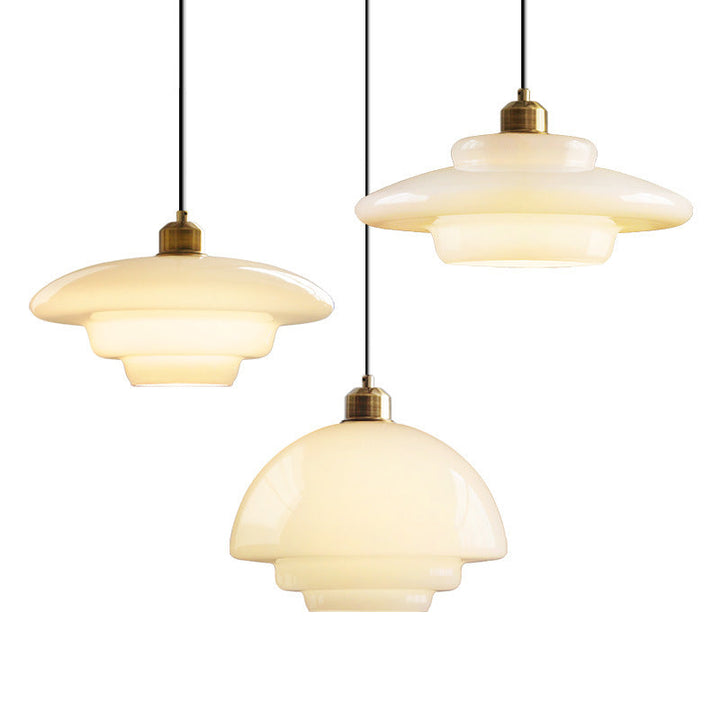 Modern Minimalist Flying Saucer-Shaped Spherical Round Iron Glass 1-Light Pendant Light For Dining Room
