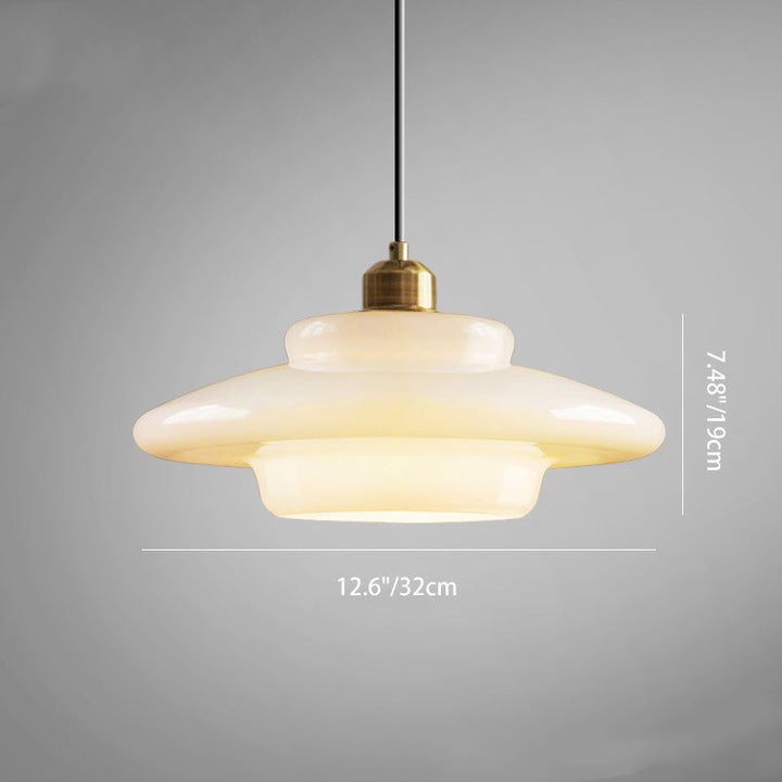 Modern Minimalist Flying Saucer-Shaped Spherical Round Iron Glass 1-Light Pendant Light For Dining Room