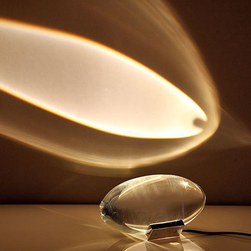 Contemporary Creative Spherical Oval Iron Crystal LED Projector Lamp Table Lamp For Living Room