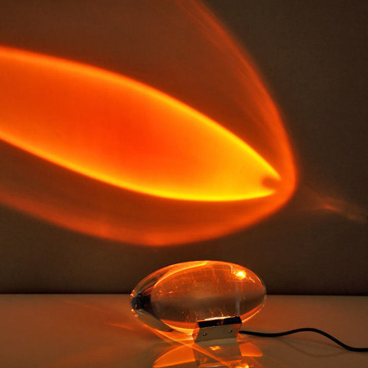 Contemporary Creative Spherical Oval Iron Crystal LED Projector Lamp Table Lamp For Living Room
