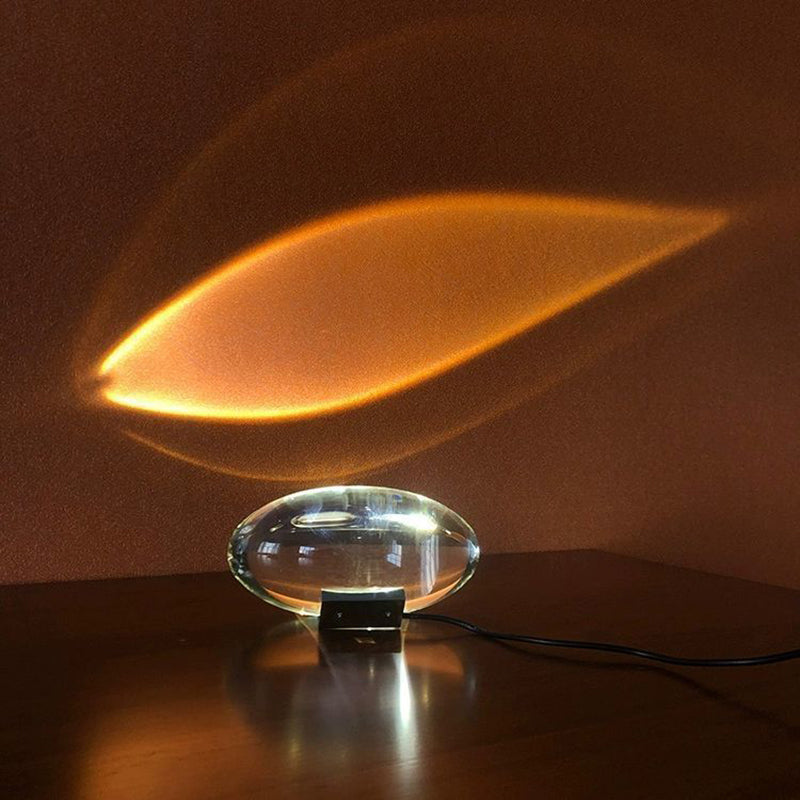 Contemporary Creative Spherical Oval Iron Crystal LED Projector Lamp Table Lamp For Living Room