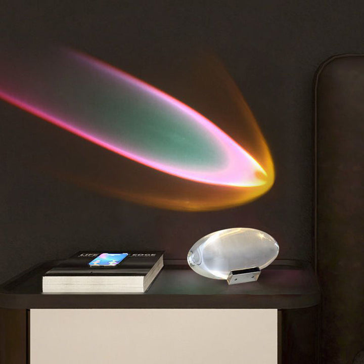 Contemporary Creative Spherical Oval Iron Crystal LED Projector Lamp Table Lamp For Living Room