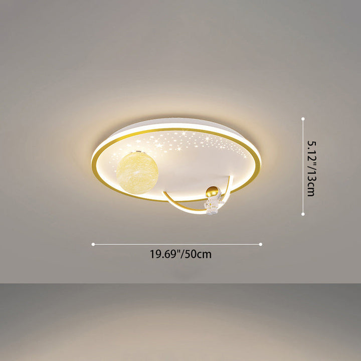 Contemporary Creative Kid Spherical Round Iron Glass Acrylic LED Flush Mount Ceiling Light For Bedroom