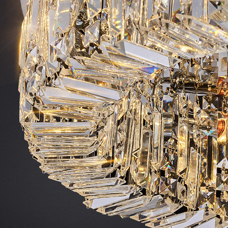 Modern Luxury Round Crystal Stainless Steel LED Light Flush Mount Ceiling Light For Living Room
