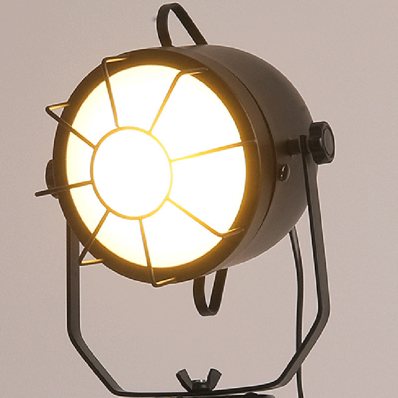 Traditional Vintage Tripod Base Cylinder Iron Wood 1-Light Table Lamp For Bedroom