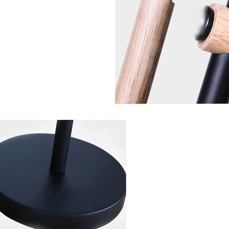 Modern Minimalist Long Pole Cylinder Wood Iron 1-Light Table Lamp For Bedroom