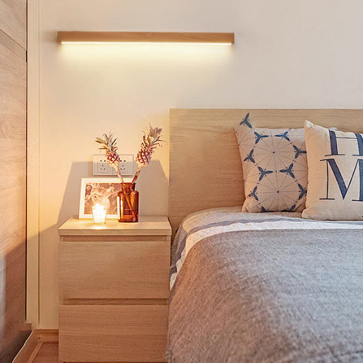 Japanese Simple Solid Wood Strip LED Wall Sconce Lamp