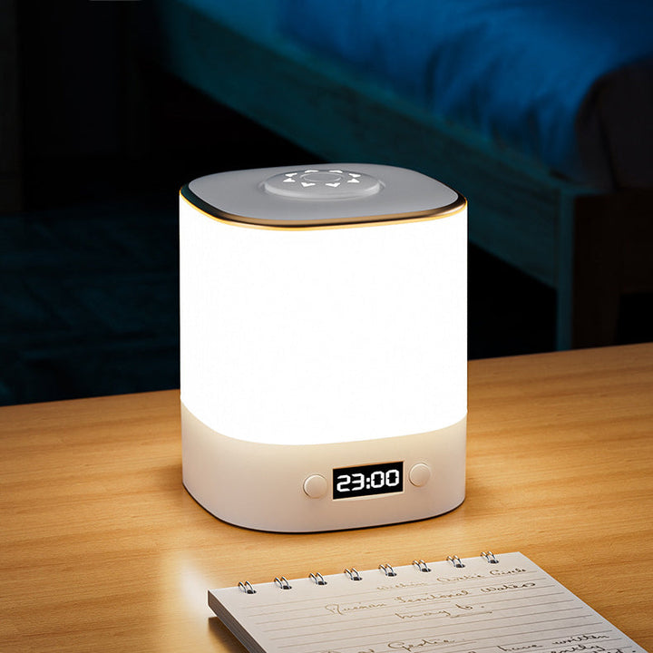 Modern Minimalist Rectangular Clock ABS LED Table Lamp For Bedroom