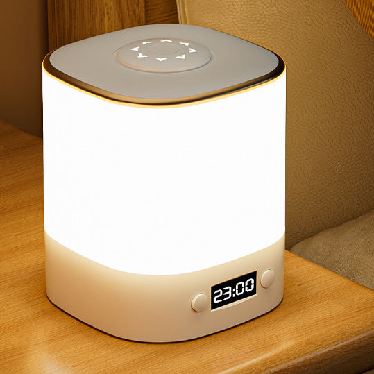 Modern Minimalist Rectangular Clock ABS LED Table Lamp For Bedroom