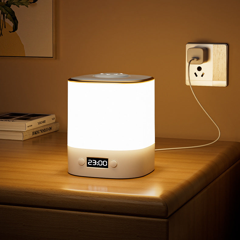 Modern Minimalist Rectangular Clock ABS LED Table Lamp For Bedroom