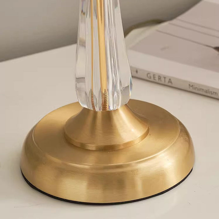 Traditional European Round Domed Lace Full Copper Acrylic 1-Light Table Lamp For Bedroom
