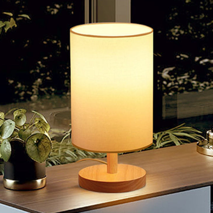 Traditional Japanese Wood &amp; Fabric Table Lamp for Living Room | Havora Designer Lighting