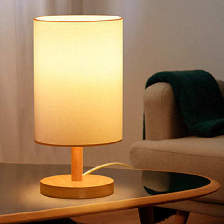 Traditional Japanese Wood &amp; Fabric Table Lamp for Living Room | Havora Designer Lighting