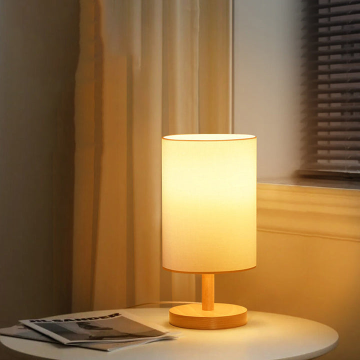 Traditional Japanese Wood &amp; Fabric Table Lamp for Living Room | Havora Designer Lighting