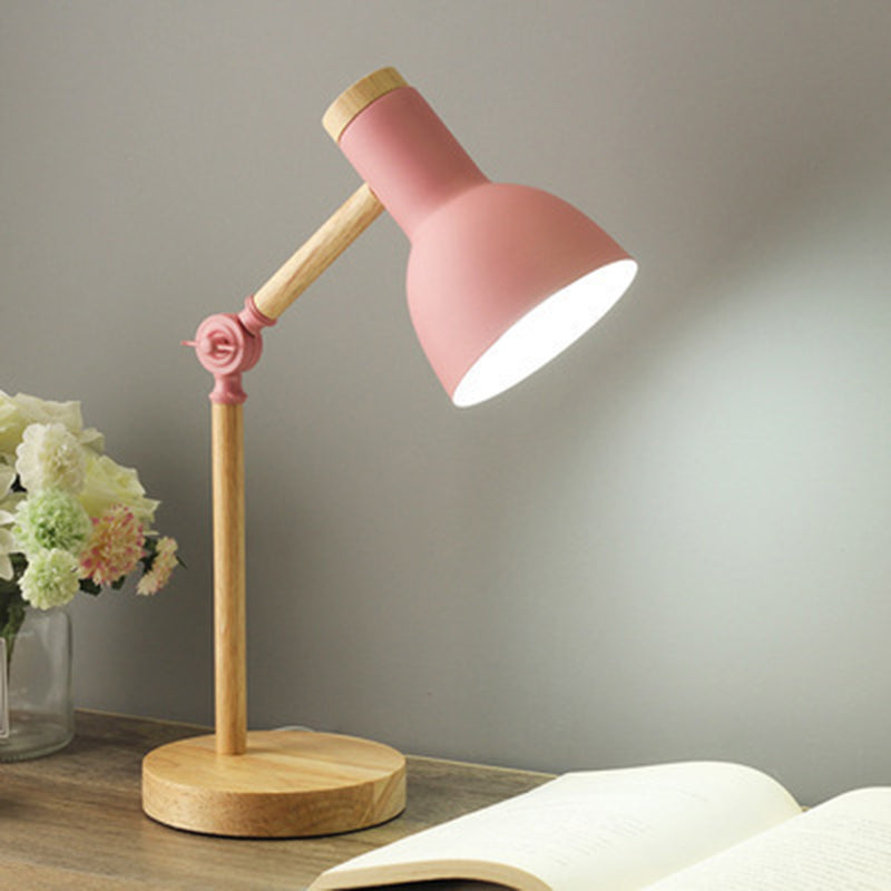 Contemporary Nordic Dome Wood Iron 1-Light Table Lamp For Living Room
