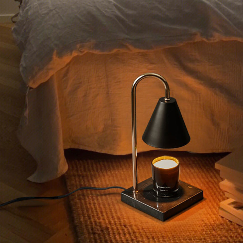 Modern Minimalist Drum Marble Iron 1-Light Melting Wax Table Lamp For Living Room