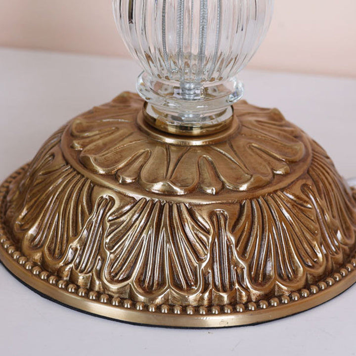 Traditional French Teardrop Copper Glass 1-Light Table Lamp For Living Room