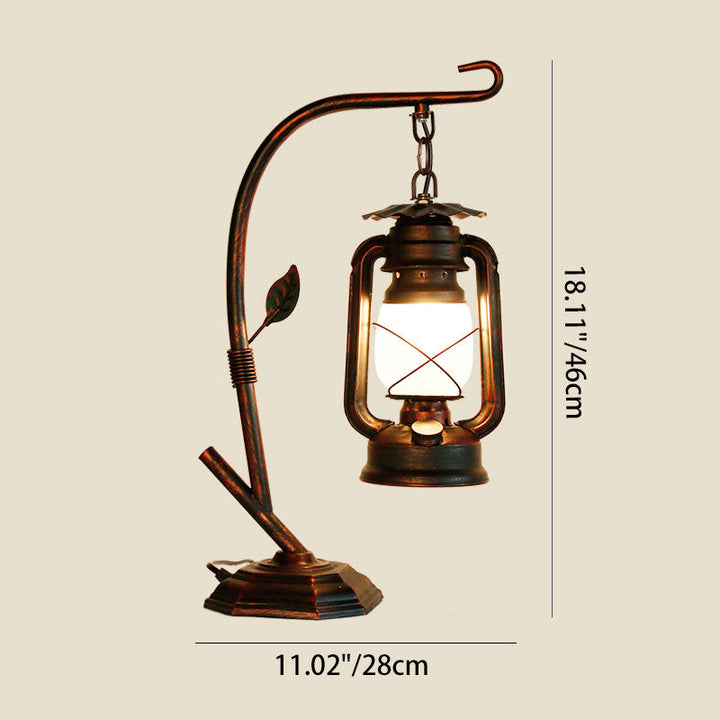 Contemporary Industrial Oval Iron Glass 1-Light Table Lamp For Living Room