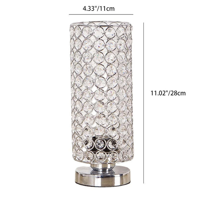 Modern Simplicity Cylinder Iron Crystal 1-Light Table Lamp For Living Room