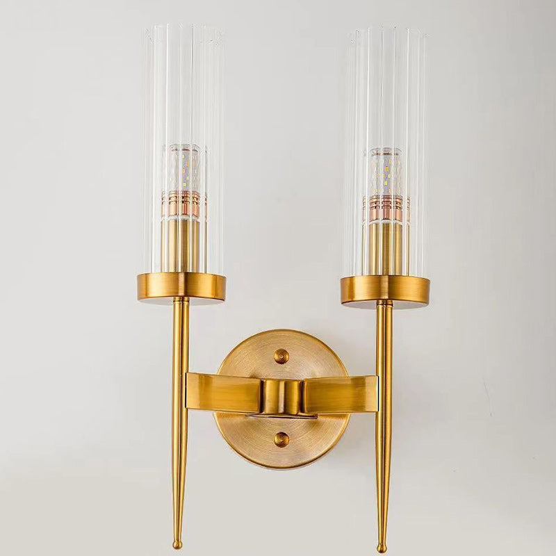 Modern Minimalist Column Iron Glass 1/2-Light Wall Sconce Lamp For Living Room