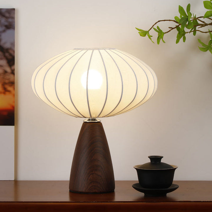 Traditional Vintage Ceramic Base Stretch Fabric Bud 1-Light Table Lamp For Bedroom