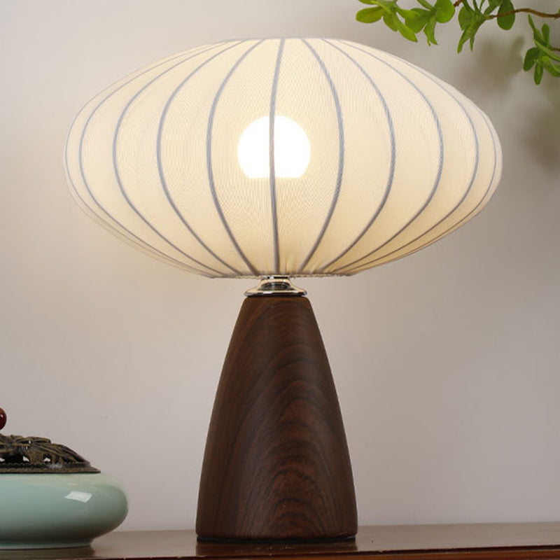 Traditional Vintage Ceramic Base Stretch Fabric Bud 1-Light Table Lamp For Bedroom