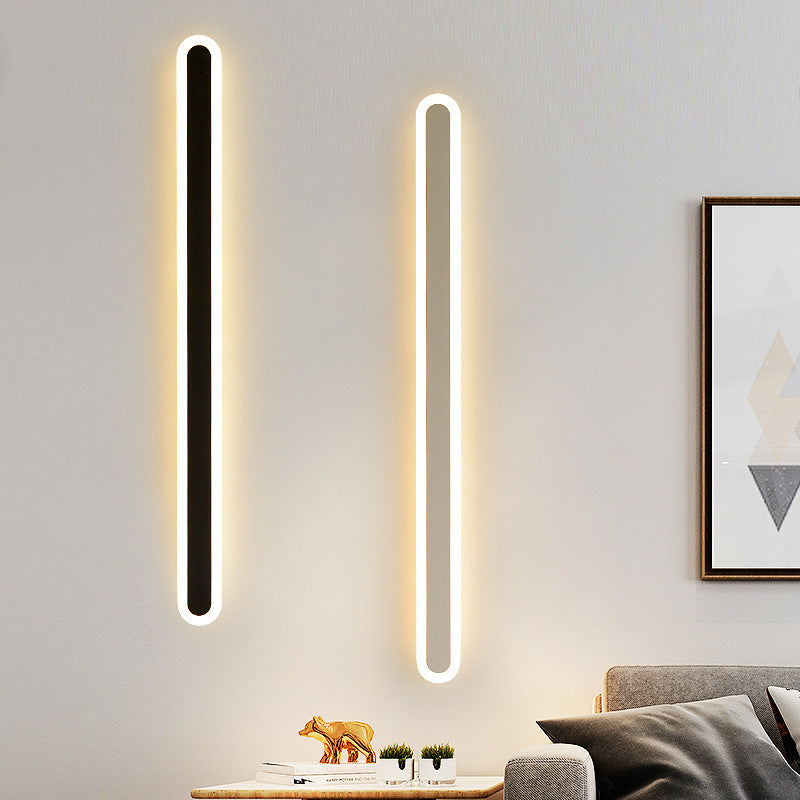 Modern Minimalist Rectangle Long Line Iron Acrylic LED Wall Sconce Lamp For Living Room