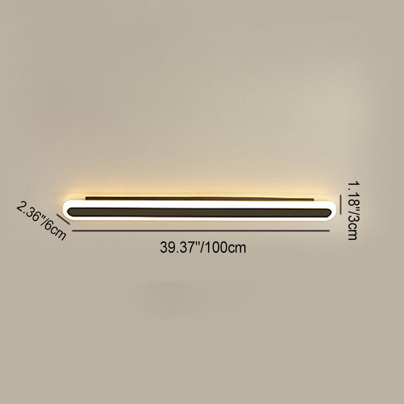 Modern Minimalist Rectangle Long Line Iron Acrylic LED Wall Sconce Lamp For Living Room