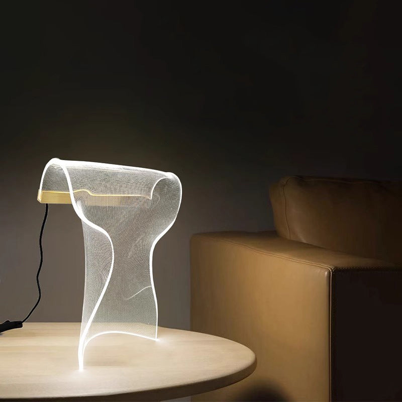 Contemporary Creative Irregular Transparent Aluminum Acrylic LED Table Lamp For Bedroom