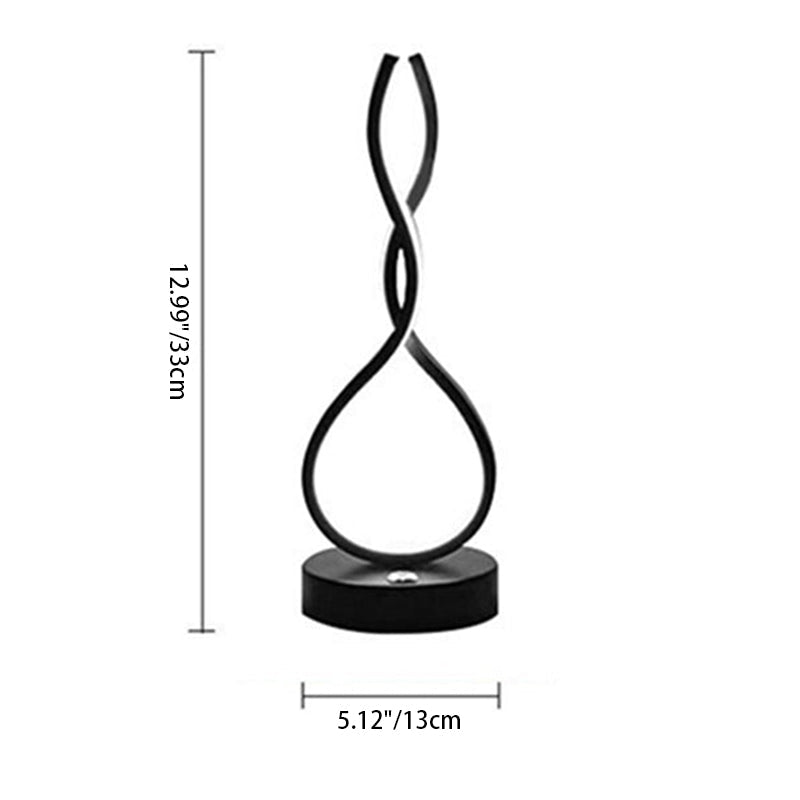 Modern Minimalist Ellipse S Shape Iron Aluminum Silicone LED Table Lamp For Bedroom