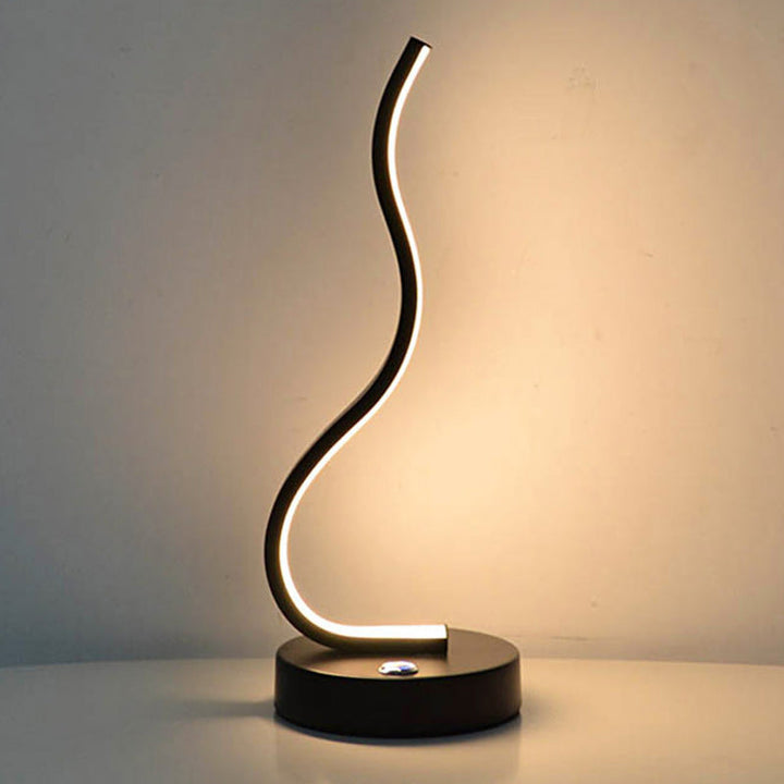 Modern Minimalist Ellipse S Shape Iron Aluminum Silicone LED Table Lamp For Bedroom