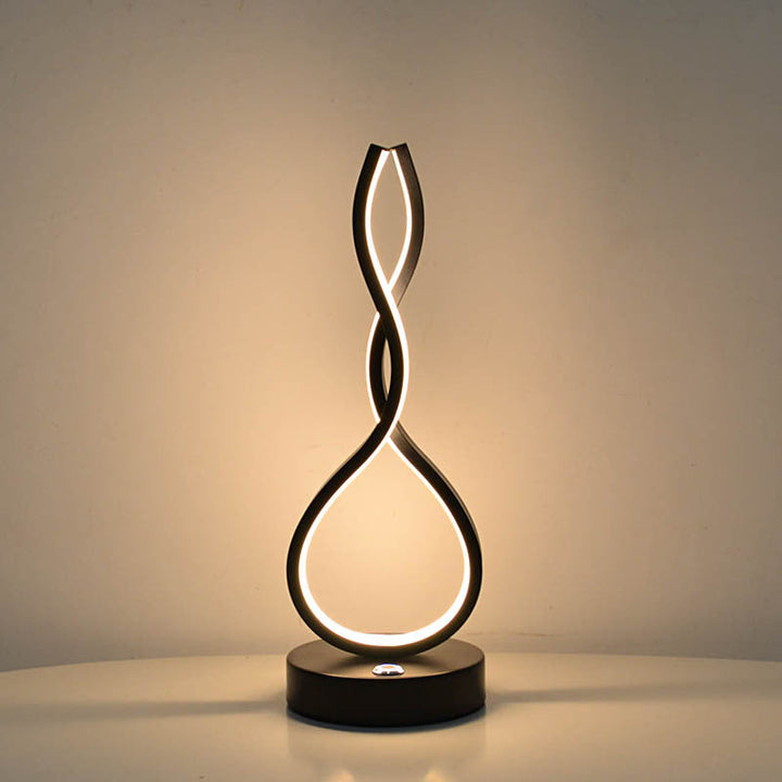Modern Minimalist Ellipse S Shape Iron Aluminum Silicone LED Table Lamp For Bedroom