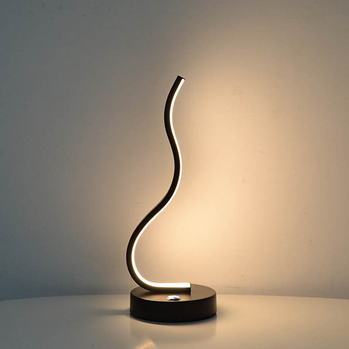 Modern Minimalist Ellipse S Shape Iron Aluminum Silicone LED Table Lamp For Bedroom