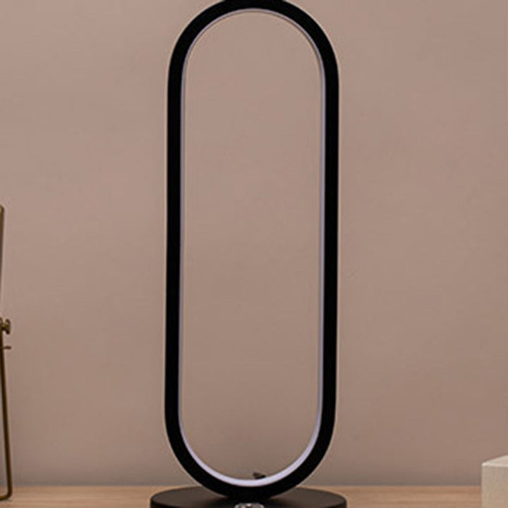 Modern Minimalist Ellipse S Shape Iron Aluminum Silicone LED Table Lamp For Bedroom