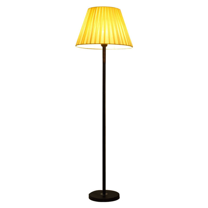 Contemporary Nordic Drum Iron Pleated Fabric 1-Light Standing Floor Lamp For Living Room