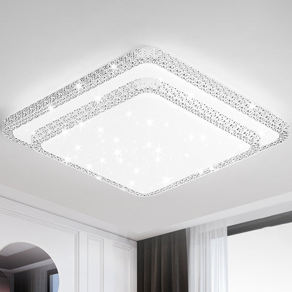 Modern Luxury Mounted Star Round Square Acrylic Iron LED Flush Mount Ceiling Light For Bedroom