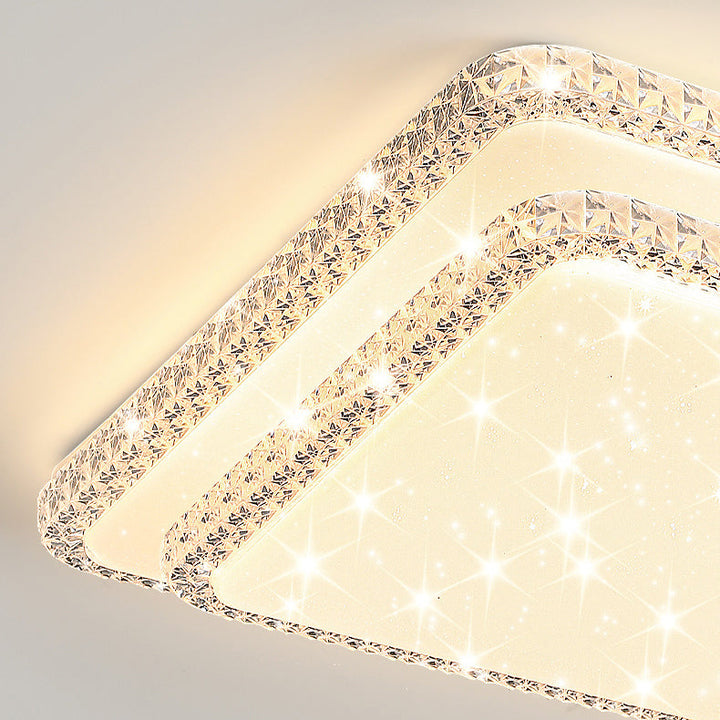 Modern Luxury Mounted Star Round Square Acrylic Iron LED Flush Mount Ceiling Light For Bedroom