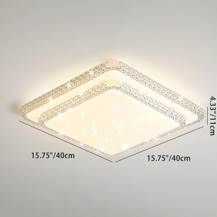Modern Luxury Mounted Star Round Square Acrylic Iron LED Flush Mount Ceiling Light For Bedroom