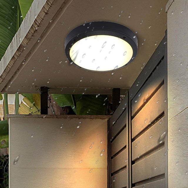 Modern Minimalist Waterproof Round Aluminum Acrylic LED Outdoor Flush Mount Ceiling Light For Garden
